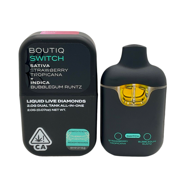 BOUTIQ SWITCH V2 STRAWBERRY TROPICANA X BUBBLEGUM RUNTZ | 2GRAMS LIQUID LIVE DIAMONDS DISPOSABLE - Image 2